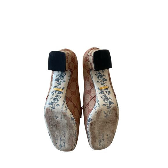 Gucci Monogram GG Victoire Loafer Pump Beige Ruggine Block Heel Size 37 US 7 - Picture 15 of 16
